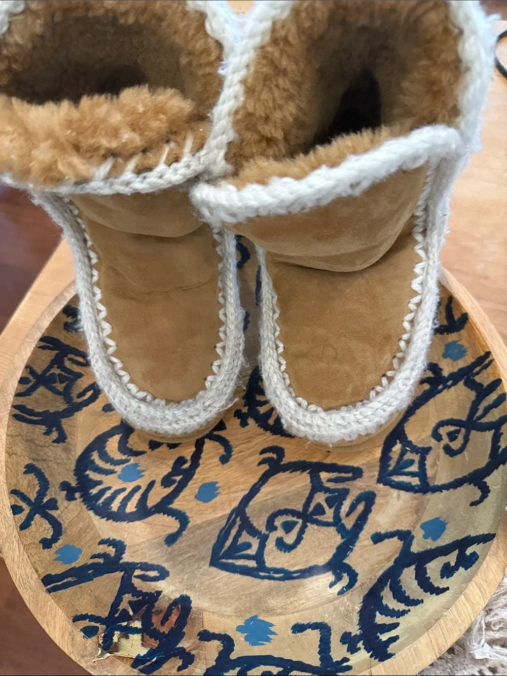 Mou Shearling Trim Suede Boots — Chestnut
